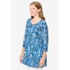 Woman Within Plus Size 2-Pocket Swing Tunic(White Blue Batik)