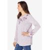 Woman Within Plus Size Floral Embroidered Sweatshirt Tee(Deep Claret Marled Embroidery)