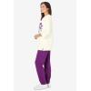 Woman Within Plus Size Floral Tee And Pant Set(Plum Purple Floral Placement)