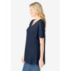 Woman Within Plus Size Lace Sleeve Tunic(Navy)