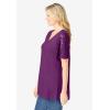 Woman Within Plus Size Lace Sleeve Tunic(Plum Purple)