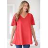 Woman Within Plus Size Lace Sleeve Tunic(Sweet Coral)