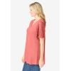 Woman Within Plus Size Lace Sleeve Tunic(Sweet Coral)