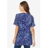 Woman Within Plus Size Perfect Printed Crewneck Tunic(Evening Blue Paisley)