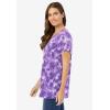 Woman Within Plus Size Perfect Printed Crewneck Tunic(Petal Purple Tie Dye)