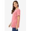 Woman Within Plus Size Perfect Printed Crewneck Tunic(Sweet Coral Palm)