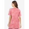 Woman Within Plus Size Perfect Printed Crewneck Tunic(Sweet Coral Palm)