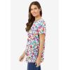 Woman Within Plus Size Perfect Printed Crewneck Tunic(White Painterly Bloom)