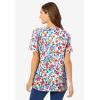 Woman Within Plus Size Perfect Printed Crewneck Tunic(White Painterly Bloom)