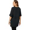 Woman Within Plus Size Perfect Roll-Tab-Sleeve Notch-Neck Tunic(Black)