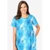 Woman Within Plus Size Perfect Short-Sleeve Crewneck Tee Dress(Pretty Turquoise Tie Dye)