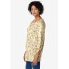 Woman Within Plus Size Perfect Three-Quarter Tie-Sleeve Tee(Banana Jacquard Floral)