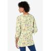 Woman Within Plus Size Perfect Three-Quarter Tie-Sleeve Tee(Banana Jacquard Floral)