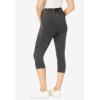 Woman Within Plus Size Petite Stretch-Cotton Knit Pull-On Pocket Capri Leggings(Black Wash)