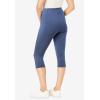 Woman Within Plus Size Petite Stretch-Cotton Knit Pull-On Pocket Capri Leggings(Heather Navy)