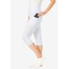 Woman Within Plus Size Petite Stretch-Cotton Knit Pull-On Pocket Capri Leggings(White)