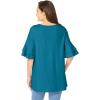 Woman Within Plus Size Ruffled Elbow-Sleeve Tunic(Deep Teal)