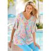 Woman Within Plus Size Ruffled Elbow-Sleeve Tunic(Lilac Multi Paisley)