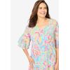 Woman Within Plus Size Ruffled Elbow-Sleeve Tunic(Paradise Blue Multi Paisley)