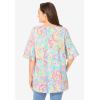 Woman Within Plus Size Ruffled Elbow-Sleeve Tunic(Paradise Blue Multi Paisley)
