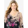 Woman Within Plus Size Watercolor Tunic(Black Khaki Floral)