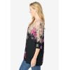 Woman Within Plus Size Watercolor Tunic(Black Khaki Floral)