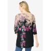 Woman Within Plus Size Watercolor Tunic(Black Khaki Floral)
