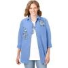Woman Within Plus Size 2-Piece Embroidered Poplin Tunic And Tee Set(French Blue Rose)