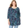 Woman Within Plus Size 2-Pocket Swing Tunic(Navy Stencil)