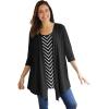 Woman Within Plus Size 7-Day Layered 2-In-1 Tunic(Black Bias Stripe)
