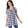 Woman Within Plus Size A-Line Knit Tunic(Navy Buffalo Plaid)