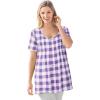 Woman Within Plus Size A-Line Knit Tunic(Purple Orchid Buffalo Plaid)
