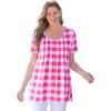 Woman Within Plus Size A-Line Knit Tunic(Raspberry Sorbet Buffalo Plaid)