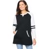 Woman Within Plus Size Baseball Sweatshirt(Black White)