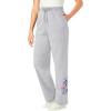 Woman Within Plus Size Better-Fleece Pull-On Drawstring Sweatpants(Heather Grey Floral Embroidery)
