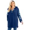 Woman Within Plus Size Embroidered Hoodie Sweatshirt(Evening Blue Embroidery)