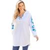 Woman Within Plus Size Embroidered Hoodie Sweatshirt(White Embroidery)