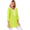 Woman Within Plus Size Embroidered Knit Tunic(Lime)