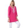 Woman Within Plus Size Embroidered Knit Tunic(Raspberry Sorbet)
