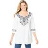 Woman Within Plus Size Embroidered Knit Tunic(White)