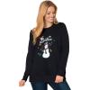 Woman Within Plus Size Fleece Holiday Sweatshirt(Black Snowman)