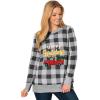Woman Within Plus Size Fleece Holiday Sweatshirt(Grey Happy Holiday)