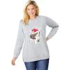 Woman Within Plus Size Fleece Holiday Sweatshirt(Heather Grey Santa Dog)