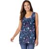 Woman Within Plus Size High-Low Tank(Navy Multi Florals)