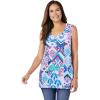 Woman Within Plus Size High-Low Tank(White Multi Batik)