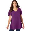 Woman Within Plus Size Lace Sleeve Tunic(Plum Purple)