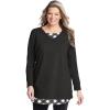 Woman Within Plus Size Layered Look Sweatshirt(Black Plaid)
