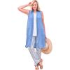 Woman Within Plus Size Lightweight Linen Vest(French Blue)