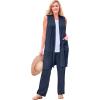 Woman Within Plus Size Lightweight Linen Vest(Navy)