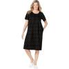 Woman Within Plus Size Perfect Short-Sleeve Crewneck Tee Dress(Black Polka Dot)